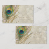 Gold Exotic Peacock Feather Glam Elegant Chic Visitekaartje (Voorkant / Achterkant)