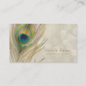 Gold Exotic Peacock Feather Glam Elegant Chic Visitekaartje (Voorkant)