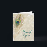 Gold Exotic Peacock Feather Glam Elegant Dank u Bedankkaart<br><div class="desc">Gold Exotic Peacock Feather Glam Elegant Thank You Card. Pas aan wat je wilt. Je kunt tekst toevoegen of het met de hand leeg laten om iets in jezelf te schrijven.</div>