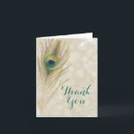 Gold Exotic Peacock Feather Glam Elegant Dank u Bedankkaart<br><div class="desc">Gold Exotic Peacock Feather Glam Elegant Thank You Card. Pas aan wat je wilt. Je kunt tekst toevoegen of het met de hand leeg laten om iets in jezelf te schrijven.</div>