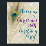 Gold Exotic Peacock Feather Glam Party Banner Poster<br><div class="desc">Gold Exotic Peacock Feather Glam Party Banner/Poster. Pas aan met om het even welke tekst. Overeenkomende objecten in mijn winkel.</div>