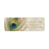 Gold Exotic Peacock Feather Glam Party Invitation Etiket (Voorkant)