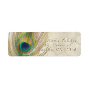 Gold Exotic Peacock Feather Glam Party Invitation Etiket