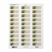 Gold Exotic Peacock Feather Glam Party Invitation Etiket (Full Sheet)