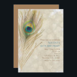 Gold Exotic Peacock Feather Glam Party-uitnodiging Kaart<br><div class="desc">Gold Exotic Peacock Feather Glam Party Invitations. Aanpassen voor elke gebeurtenis.</div>