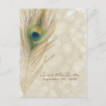 Gold Exotic Peacock Feather Glam Save the Date Aankondigingskaart<br><div class="desc">Gold Exotic Peacock Feather Glam Save the Date Briefkaart. Gepersonaliseerd voor elke gebeurtenis.</div>