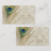 Gold Exotic Peacock Feather Glam Verwijs een vrien Aanbevelingskaartje (Voorkant / Achterkant)