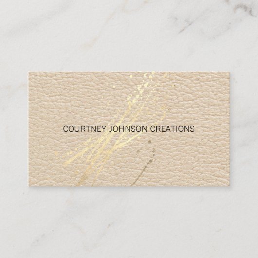 Gold Expressive Splatter | lederen textuur Visitekaartje (Voorkant)