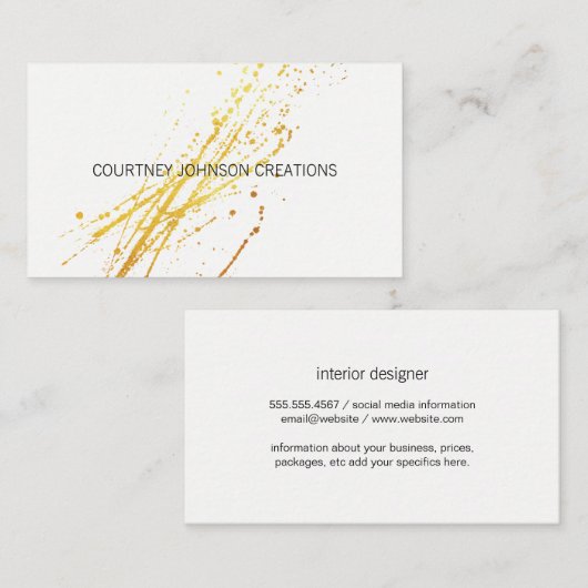 Gold Expressive Splatter Visitekaartje (Voorkant / Achterkant)