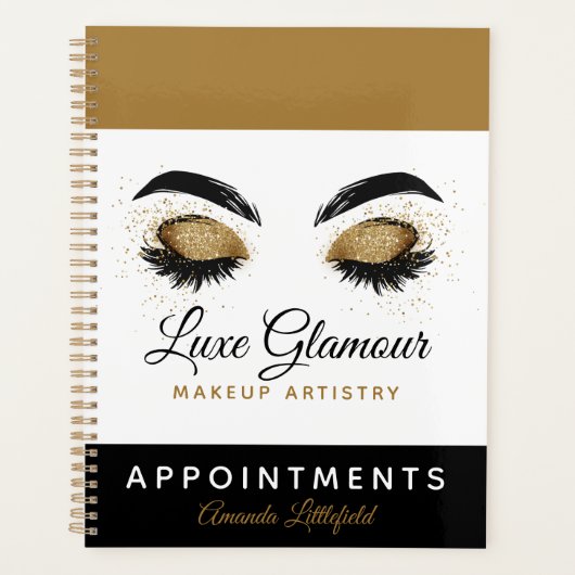 Gold Eye Lashes Brows Makeup Artist Appointes Planner (Voorkant)