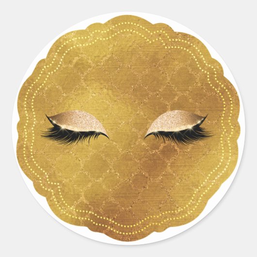 Gold Eye Makeup Eyelashes Lashes Beauty Ronde Sticker (Voorkant)