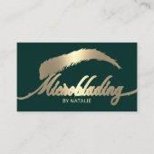 Gold Eyebrow Salon Microblading Moderne Green Visitekaartje (Voorkant)