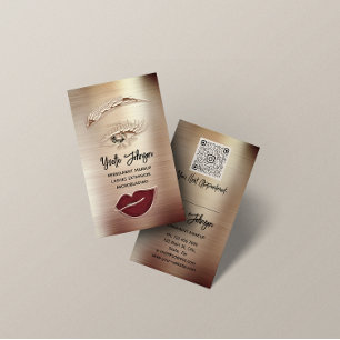 Gold Eyelash Brow Makeup Logo QR Code Lip Roos Visitekaartje