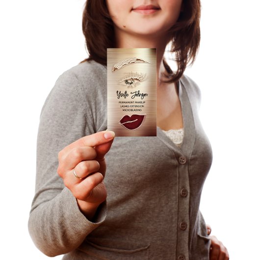 Gold Eyelash Brow Makeup Logo QR Code Lip Roos Visitekaartje