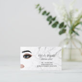 Gold Eyelash Makeup Artist Marble Beauty Salon Visitekaartje (Staand voorkant)