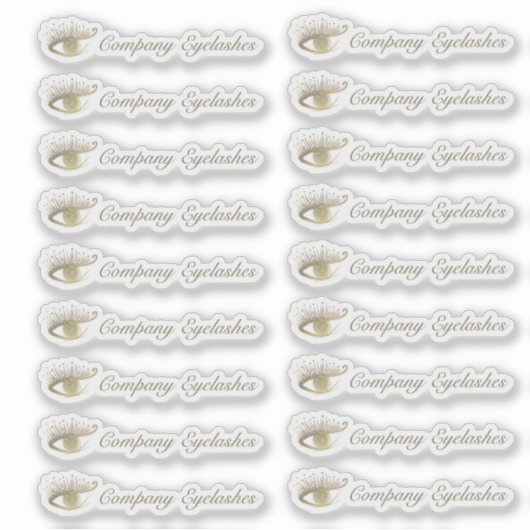 Gold Eyelashes Logo Packaging Business Name Sticker (Voorkant)
