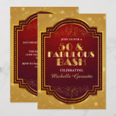 Gold Fabulous 50th Birthday Party-uitnodigingen Kaart (Voorkant / Achterkant)