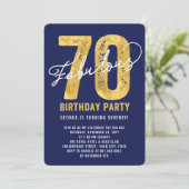 Gold Fabulous 70th Birthday Party Invite Kaart (Staand voorkant)