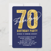 Gold Fabulous 70th Birthday Party Invite Kaart (Voorkant)