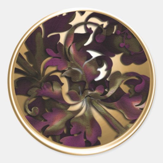 Gold Fabulous Foliage Envelope Seal Ronde Sticker (Voorkant)