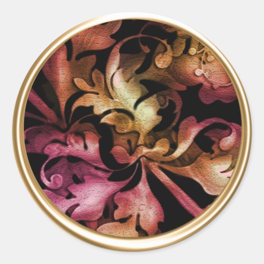 Gold Fabulous Foliage Envelope Seal Ronde Sticker (Voorkant)