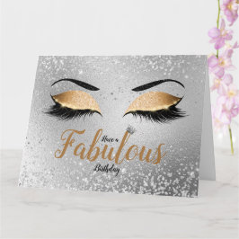 Gold Fabulous Glitter Eyes Large Birthday Kaart