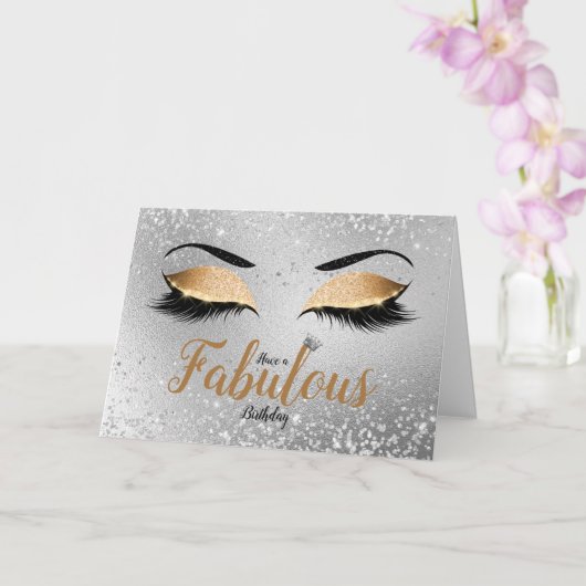 Gold Fabulous Glitter Eyes Standard Birthday Kaart (Orchidee)