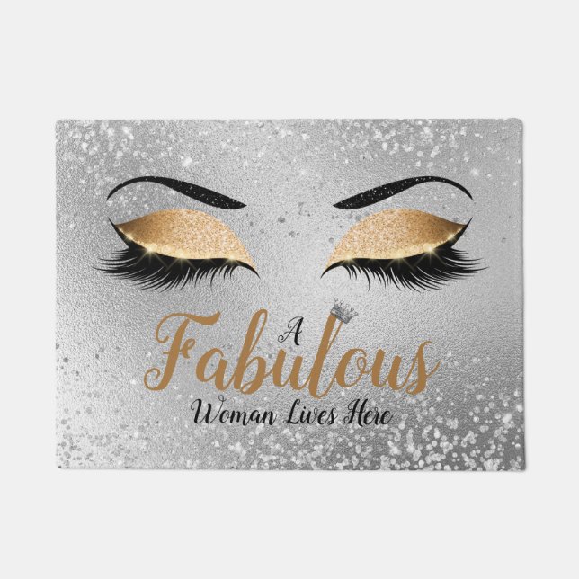 Gold Fabulous Women Glitter Eyes Doormat Deurmat (Voorkant)