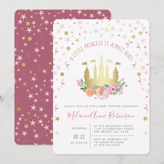 Gold Fairy Castle Twinkle Star Little Princess Kaart (Voorkant / Achterkant)