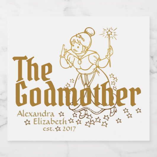 Gold Fairy  de peetmoeder Sparkling Wijnetiket (Enkel label)