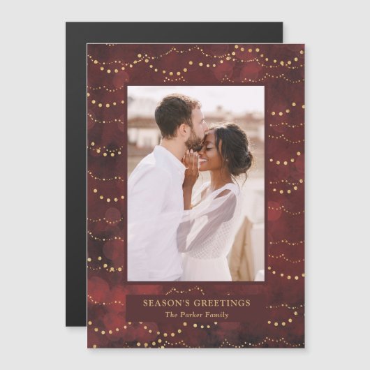 Gold Fairy Licht Elegant One Photo Magnetic Card (Voorkant / Achterkant)