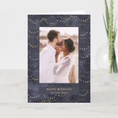 Gold Fairy Lights | Elegant One-foto Feestdagen Kaart (Voorkant)