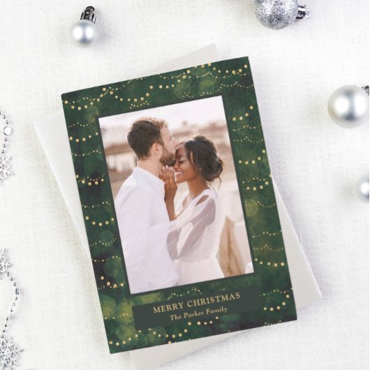 Gold Fairy Lights | Elegant One-foto Feestdagenkaart