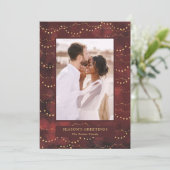 Gold Fairy Lights | Elegant One-foto Feestdagenkaart (Staand voorkant)