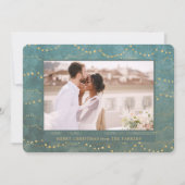 Gold Fairy Lights | Elegant One-fotokerstfeest Feestdagenkaart (Voorkant)