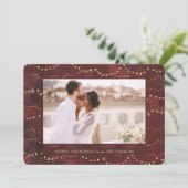 Gold Fairy Lights | Elegant One-fotokerstfeest Feestdagenkaart (Staand voorkant)