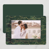 Gold Fairy Lights | Elegant One-fotokerstfeest Feestdagenkaart (Voorkant / Achterkant)