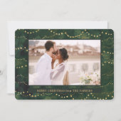 Gold Fairy Lights | Elegant One-fotokerstfeest Feestdagenkaart (Voorkant)