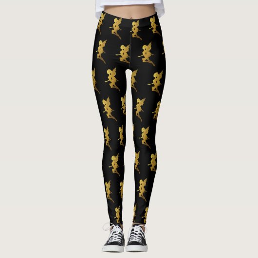 Gold Fairy Silhouettes Leggings (Voorkant)