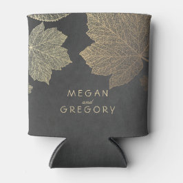 Gold Fall Leaves Chalkboard Rustic Wedding Blikjeskoeler