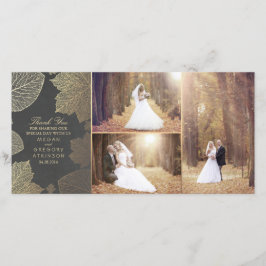 Gold Fall Leaves Wedding Foto Bedankt