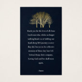 GOLD FALL TREE SYMPATHY MEMORIAL PHOTO PRAYD CARD VISITEKAARTJE (Achterkant)