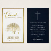 GOLD FALL TREE SYMPATHY MEMORIAL THANK YOU CARD VISITEKAARTJE (Voorkant /achterkant)