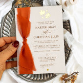 Gold Fall verlaat elegante herfst DIY Ribbon bruil Folie Uitnodiging