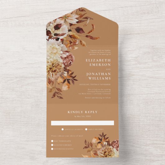Gold Fall Weddenschap in één uitnodiging (Binnen)