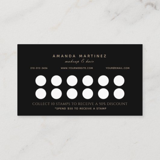 Gold Falling Ginkgo Leaves Black Loyalty Kaart Visitekaartje (Achterkant)