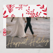 Gold Family Holiday - Kerstfeest Happy Holiday Fot Feestdagenkaart (Voorkant / Achterkant)