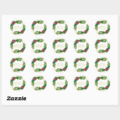 Gold Family Merry Kerstmis Greenery Holly Glitter Ronde Sticker (Vel)