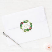 Gold Family Merry Kerstmis Greenery Holly Glitter Ronde Sticker (Envelop)