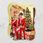 Gold Family Photo Merry kerstKaart (Voorkant / Achterkant)